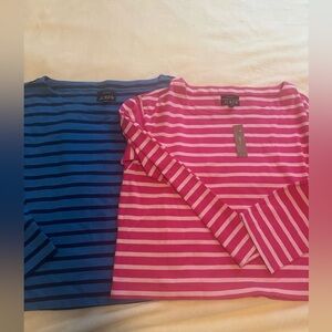 Jcrew two bnwt striped cropped shirts large